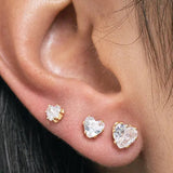 Trio Brinco Banhado Ouro 18k Ponto Luz Coração
