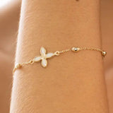 Pulseira Banhado Ouro 18k Flor Opalas