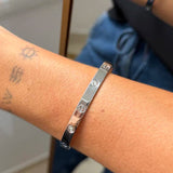 Bracelete Inspiração Com Zircônia Prateado Aço Inoxidável