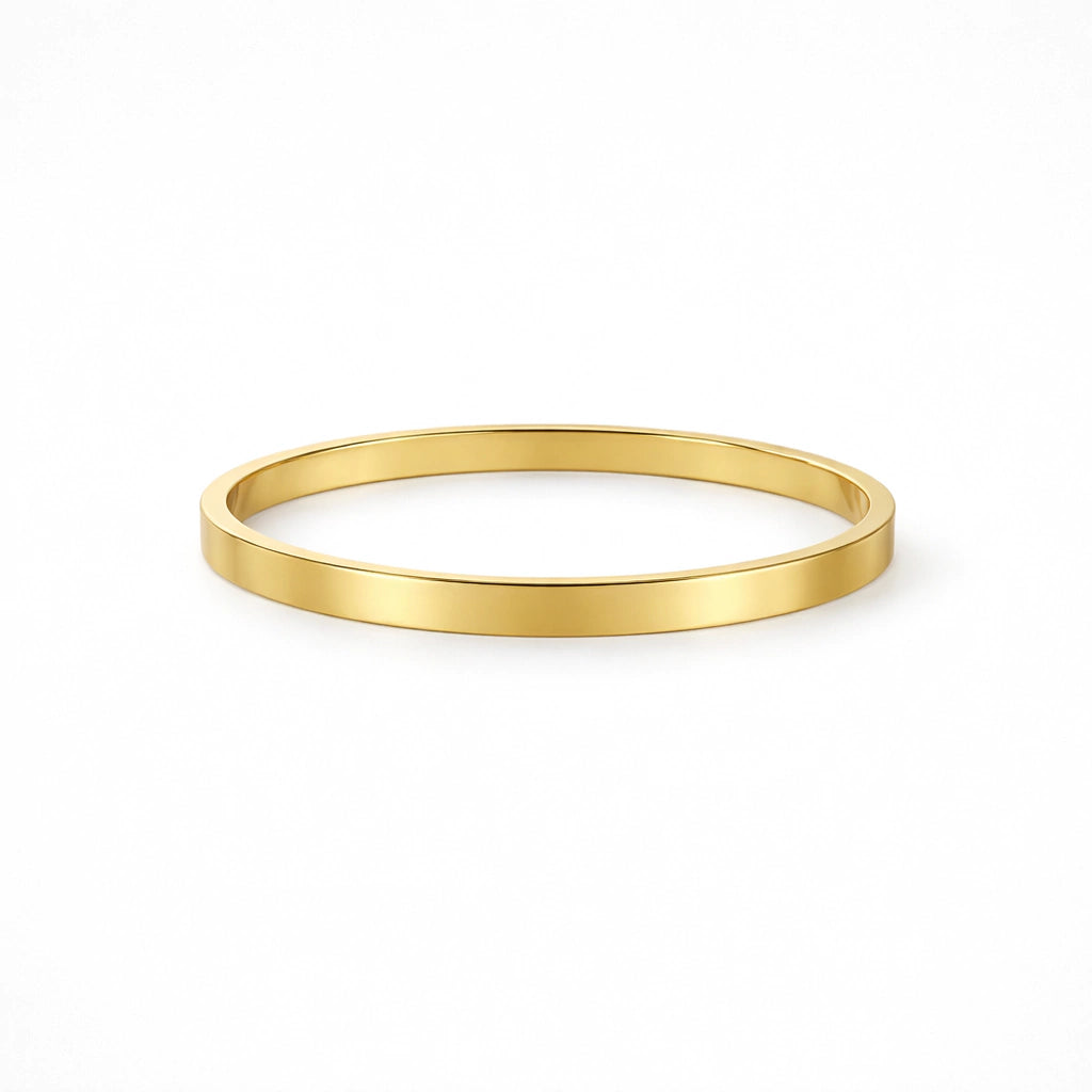 Bracelete Liso Grosso Dourado Aço Inoxidável