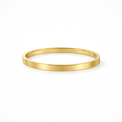 Bracelete Liso Grosso Dourado Aço Inoxidável
