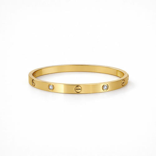 Bracelete Inspiração com Zircônia Dourado Aço Inoxidável