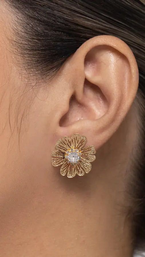 Brincos Flor Banhado Ouro 18k