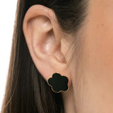 Brincos Banhado Ouro 18k Flor Resina