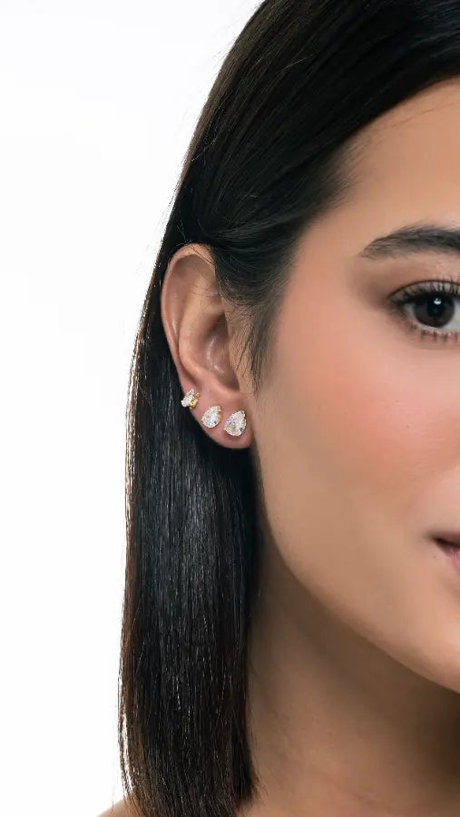 Brinco Banhado Ouro 18k Ponto Luz Gota