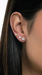 Trio Brinco Banhado Ouro 18k Ponto Luz Coração