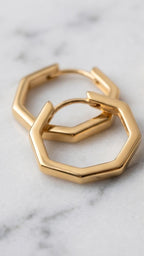 Brincos Banhado Ouro 18k click/hexágono
