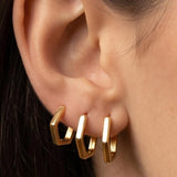 Brincos Banhado Ouro 18k click/hexágono