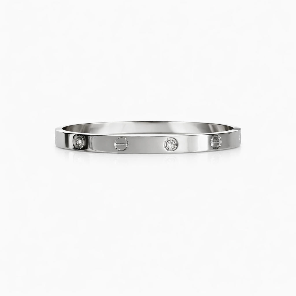 Bracelete Inspiração Com Zircônia Prateado Aço Inoxidável