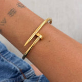 Bracelete Prego Dourado Aço Inoxidável