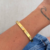 Bracelete Inspiração com Zircônia Dourado Aço Inoxidável