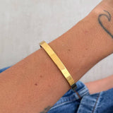 Bracelete Liso Grosso Dourado Aço Inoxidável
