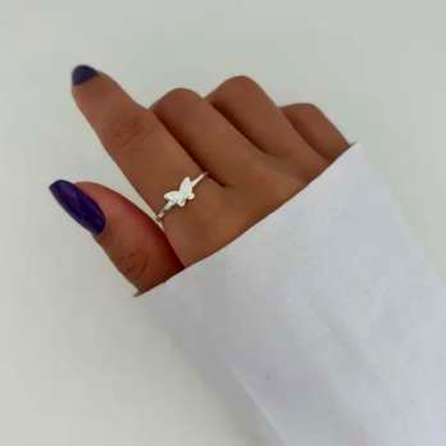 Anello Regolabile Farfalla Liscia - Luce d'Argento - Gioielli in Argento 925