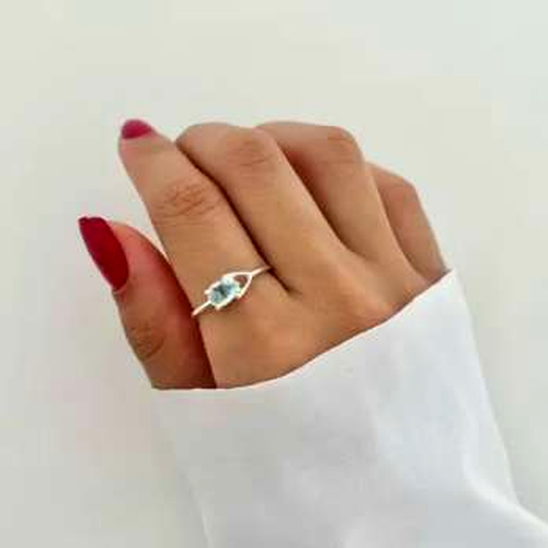 Anello Goccia Blu Laterale - Luce d'Argento - Gioielli in Argento 925